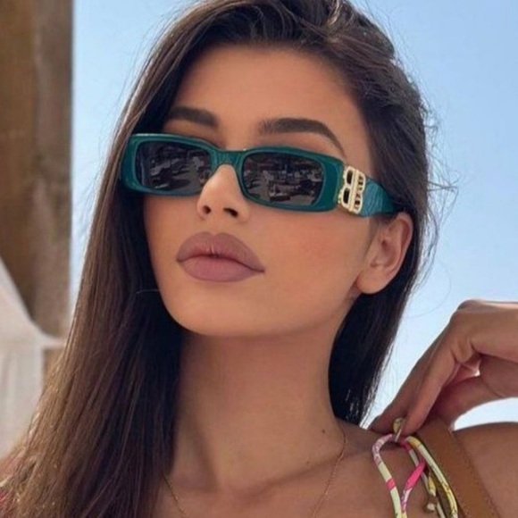 NEW BALENCIAGA BB0096S 006 GREEN SQUARE SUNGLASSES BALENCIAGA - Picture 4 of 15